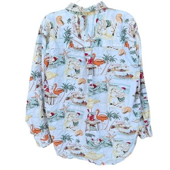 Clearwater Outfitters Santa Tropical Beach Vacation Long Sleeve Button Down XL - Picture 2 of 11